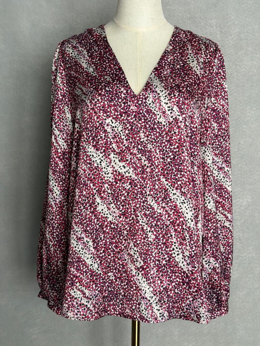 Boss Orange Baria Top Long Sleeve V-Neck Pink Women's Large NEW